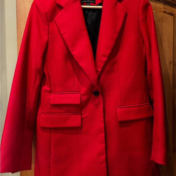 Banana Republic Jackets & Blazers - Banana Republic Red Blazer Tailored Wool-Blend